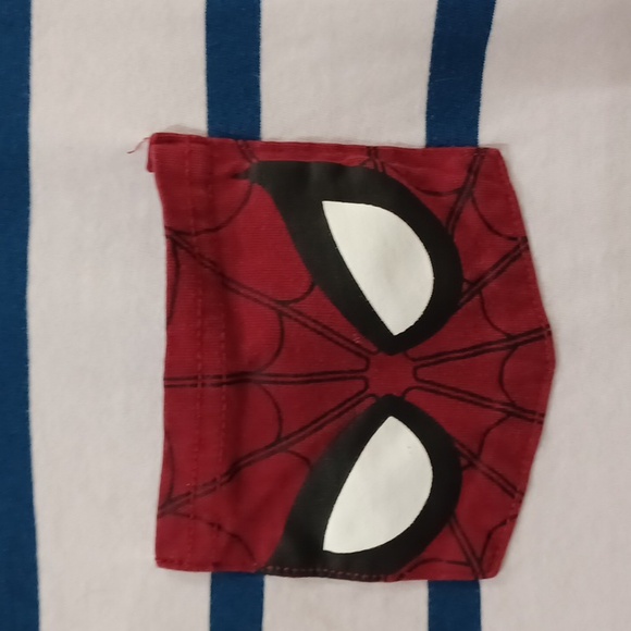 Unisex 2XL blue/white striped ringer collar, Spdr-Mn Pocket Tshirt - Picture 3 of 7